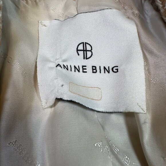 Anine Bing Fishbone Blazer Tan Beige Tweed Designer Women's Size Small - Office - Picture 3 of 7